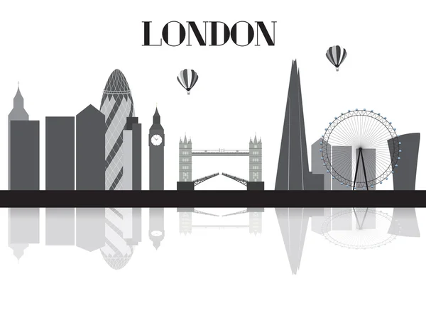 Royaume-Uni, Silhouette London city background. Illustration vectorielle . — Image vectorielle