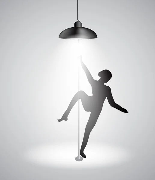 Silhouette of Dancing Striptease Girl on Pole. Vector Illustrati — Stock Vector