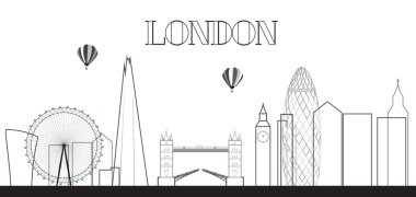 Birleşik Krallık, siluet Londra şehir arka plan. Vektör çizim.