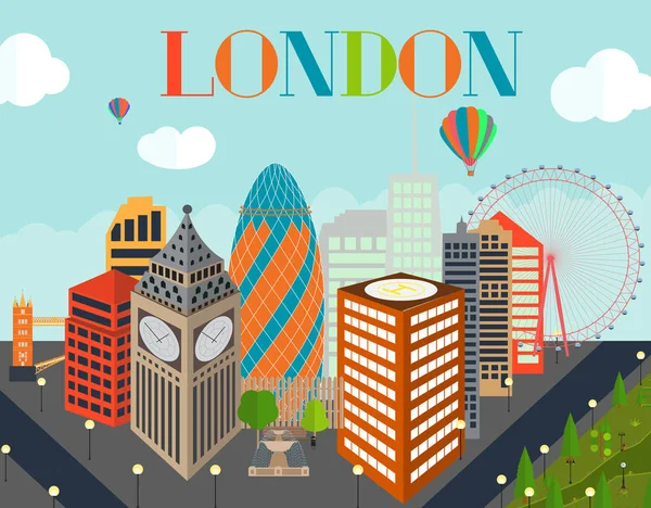Royaume-Uni, Silhouette London city background. Illustration vectorielle . — Image vectorielle