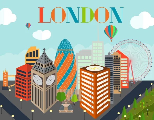 Reino Unido, Silhouette Londres fundo da cidade. Ilustração vetorial . — Vetor de Stock