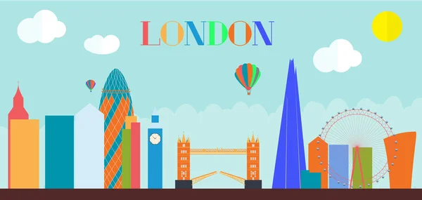 Reino Unido, Silhouette Londres fundo da cidade. Ilustração vetorial . — Vetor de Stock