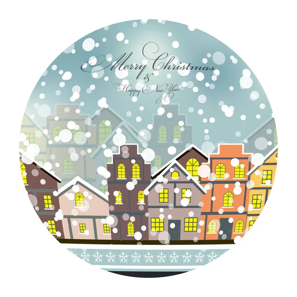 New Year Houses — Stock Vector