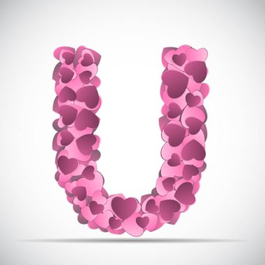 Sevgililer s gün alfabesi kalpler vektör çizim