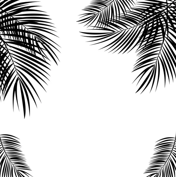 Schwarzes Palmblatt auf weißem Hintergrund. Vektorillustration. — Stockvektor