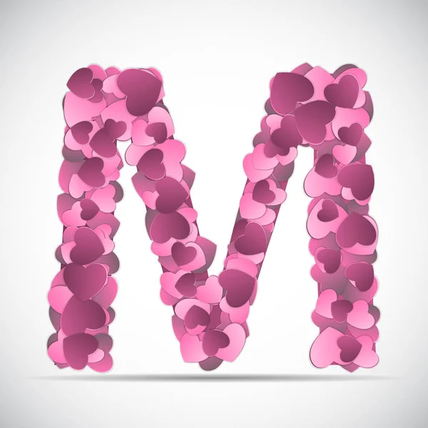 Sevgililer s gün alfabesi kalpler vektör çizim — Stok Vektör