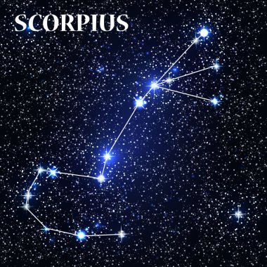 Sembol Scorpius burç. Vektör çizim.