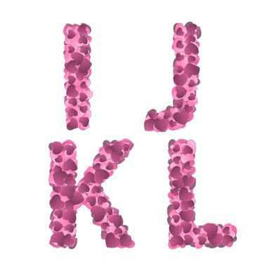 Sevgililer s gün alfabesi kalpler vektör çizim