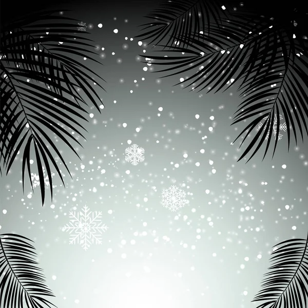 Kerstmis en Nieuwjaar met Palm bladeren op achtergrond. Vector Il — Stockvector