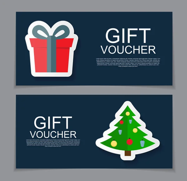 Gift Voucher Template for Christmas and New Year Discount Coupon — Stock Vector