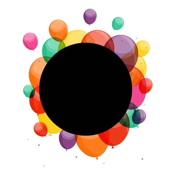 Globos de color brillante con marco de círculo — Vector de stock