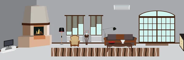 Chambre intérieure avec mobilier — Image vectorielle