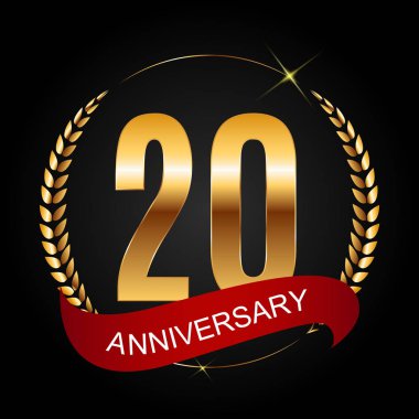 Şablon Logosu 20 Yıl Yıldönümü Vektör İllüstrasyonu
