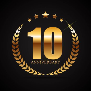 Şablon Logosu 10 Yıl Yıldönümü Vektör İllüstrasyonu
