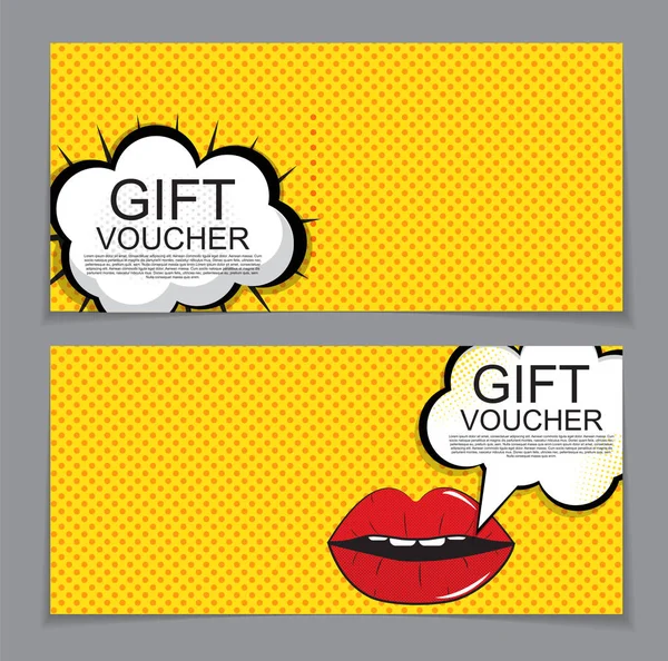 Gift Voucher Template with cartoon Background. Discount Coupon. — Stock Vector