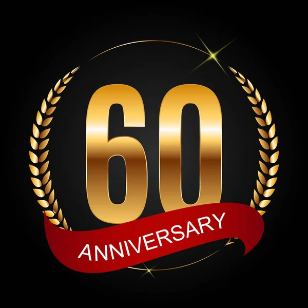 Logotipo do modelo 60 anos Anniversary Vector Illustration —  Vetores de Stock