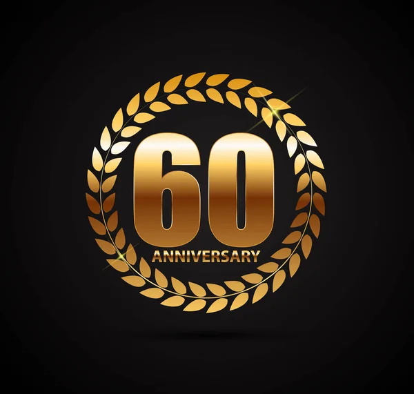 Logotipo do modelo 60 anos Anniversary Vector Illustration — Vetor de Stock