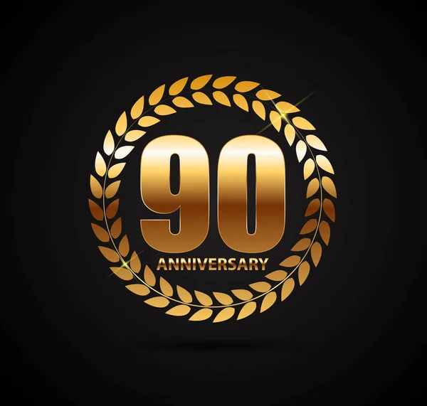 Modelo Logo 90 Anos Aniversário Vector Ilustração —  Vetores de Stock