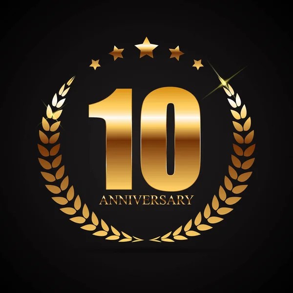 Template Logo 10 Jahre Jubiläum Vektor Illustration — Stockvektor