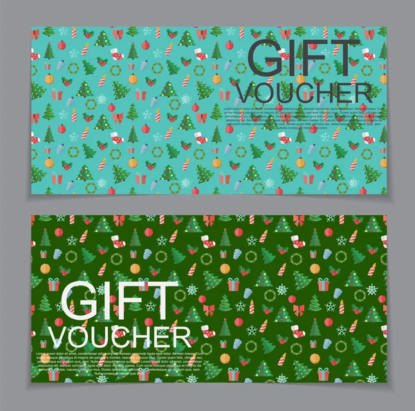 Gift Voucher Template for Christmas and New Year Discount Coupon — Stock Vector