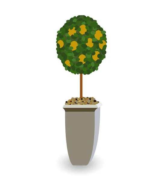 Inicio Planta verde en Nice Pot. Ilustración vectorial . — Vector de stock