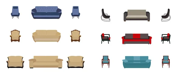 Set de Muebles. Moderno estilo plano Vector Ilustración . — Vector de stock