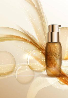 Dış görünümü Toner şişesi şablonu reklamlar veya dergi arka plan için. 3D re