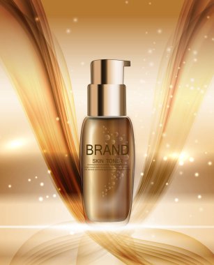 Dış görünümü Toner şişesi şablonu reklamlar veya dergi arka plan için. 3D re