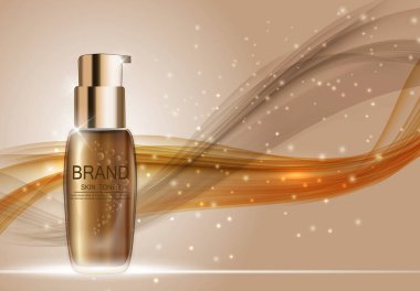 Dış görünümü Toner şişesi şablonu reklamlar veya dergi arka plan için. 3D re