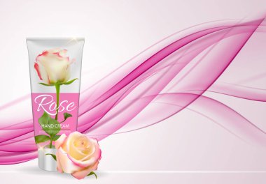 El bakım krem şişesi, tüp ve şablon için reklam dergisi Backgr