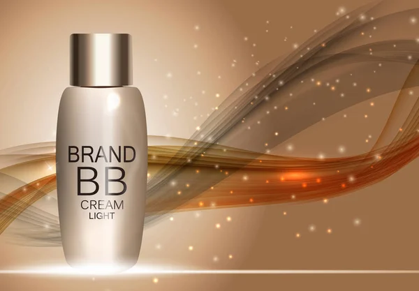Modello di bottiglia BB Cream per pubblicità o sfondo Magazine. 3D reale — Vettoriale Stock