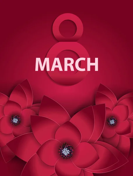 Cartel Internacional Feliz Día de la Mujer 8 Marzo Saludo floral c — Archivo Imágenes Vectoriales