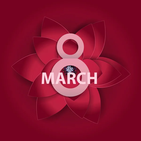 Cartel Internacional Feliz Día de la Mujer 8 Marzo Saludo floral c — Vector de stock