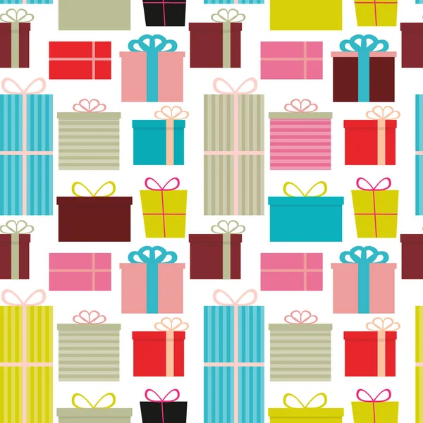Different Gift Box Seamless Pattern Background Vector Illustrati — Stock Vector