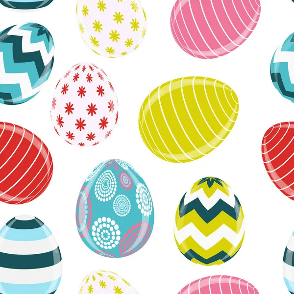 Hermoso huevo de Pascua sin costura patrón fondo Vector Illustra — Vector de stock
