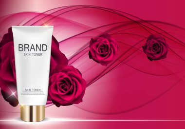 Dış görünümü Toner şişesi şablonu reklamlar veya dergi arka plan için. 3D re