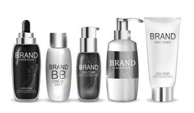 Reklamlar veya dergi Backgro için beyaz şişe şablon koleksiyonu