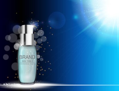 Dış görünümü Toner şişesi şablonu reklamlar veya dergi arka plan için. 3D re