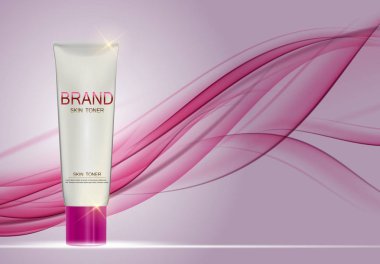 Cilt Toner şişesi tüp şablonu için reklamları veya dergi arka plan.