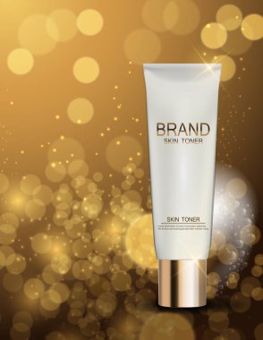 Cilt Toner şişesi tüp şablonu için reklamları veya dergi arka plan.