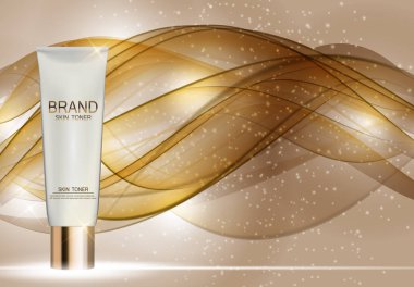 Cilt Toner şişesi tüp şablonu için reklamları veya dergi arka plan.