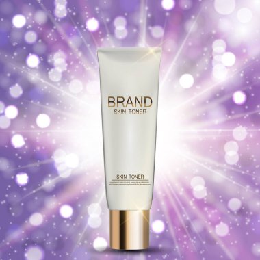 Cilt Toner şişesi tüp şablonu için reklamları veya dergi arka plan.