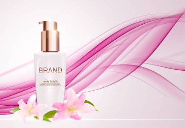 Cilt Toner şişesi tüp şablonu için reklamları veya dergi arka plan.