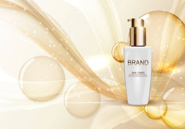 Cilt Toner şişesi tüp şablonu için reklamları veya dergi arka plan.