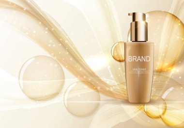 Cilt Toner şişesi tüp şablonu için reklamları veya dergi arka plan.