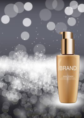 Cilt Toner şişesi tüp şablonu için reklamları veya dergi arka plan.