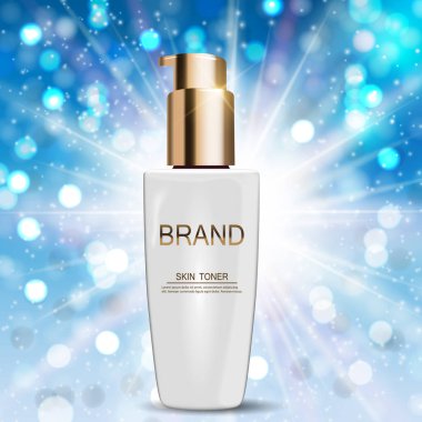 Cilt Toner şişesi tüp şablonu için reklamları veya dergi arka plan.