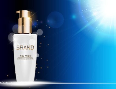 Cilt Toner şişesi tüp şablonu için reklamları veya dergi arka plan.