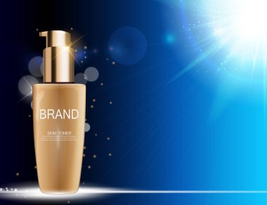 Cilt Toner şişesi tüp şablonu için reklamları veya dergi arka plan.