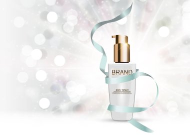 Cilt Toner şişesi tüp şablonu için reklamları veya dergi arka plan.